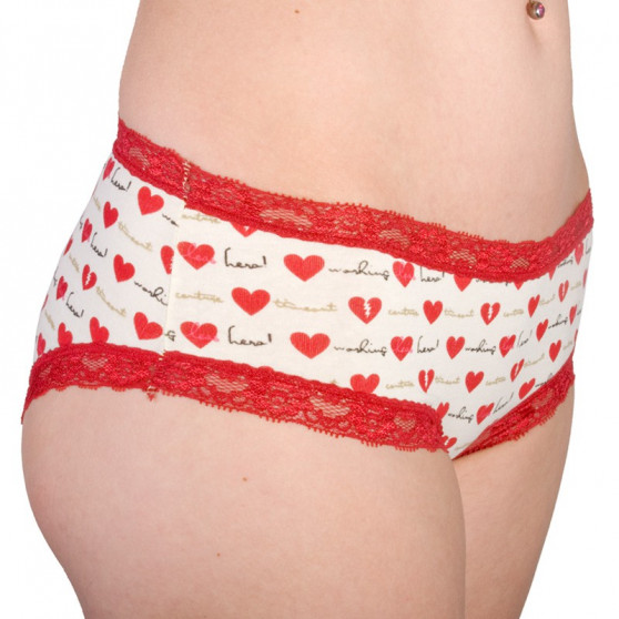 Mutandine da donna Molvy cuore rosso con pizzo (MD-725-FEU)