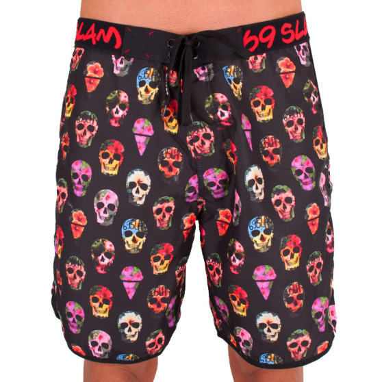 Costumi da bagno da uomo 69SLAM Short Boardshort Medium hibiscus skull black