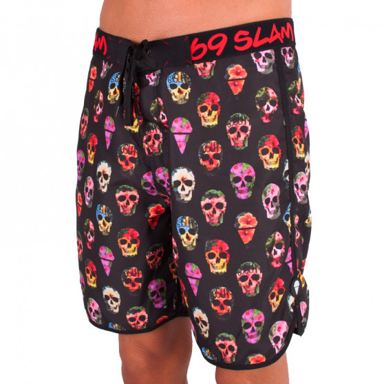 Costumi da bagno da uomo 69SLAM Short Boardshort Medium hibiscus skull black