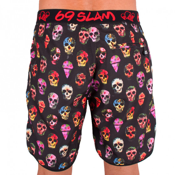 Costumi da bagno da uomo 69SLAM Short Boardshort Medium hibiscus skull black