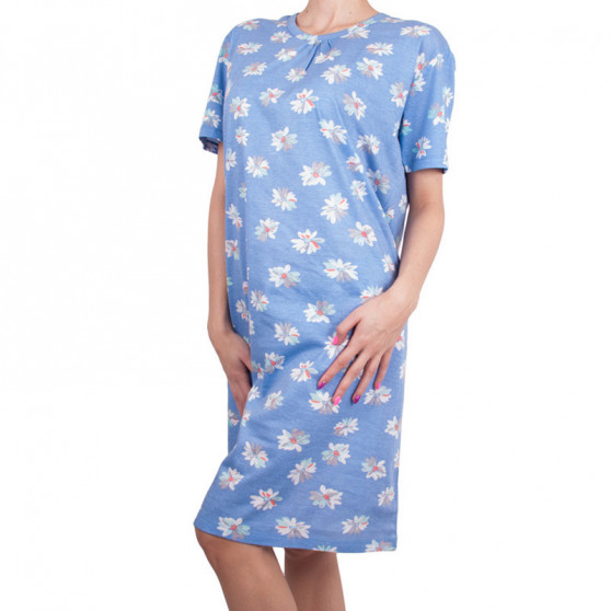 Camicia da notte da donna Molvy blu con fiori