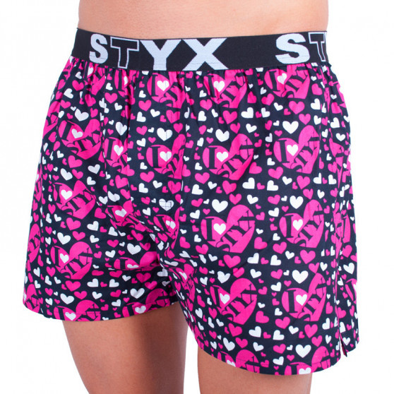 Boxer da uomo Styx arte sport gomma cuori neri (B556)