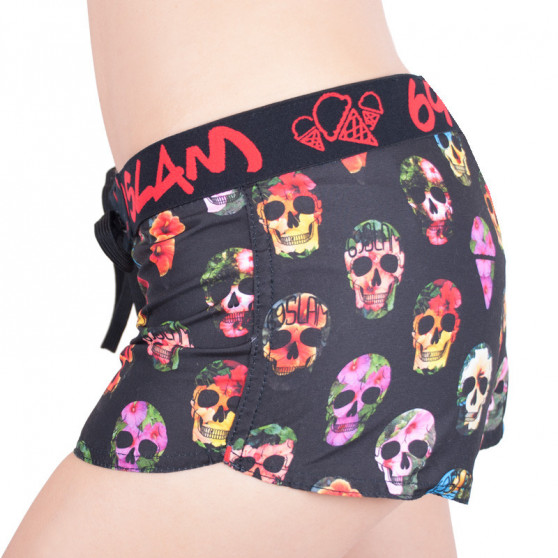 Costumi da bagno donna 69SLAM pantaloncini ibiscus skull nero