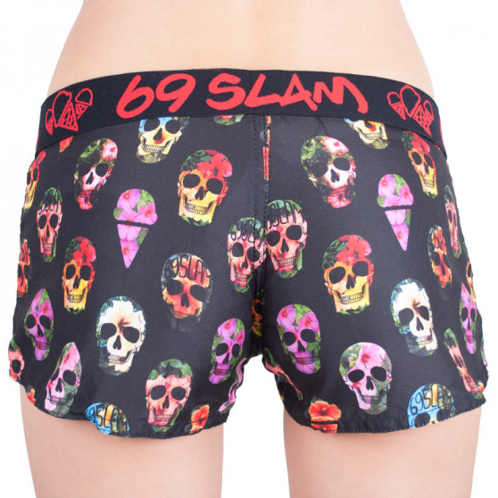 Costumi da bagno donna 69SLAM pantaloncini ibiscus skull nero