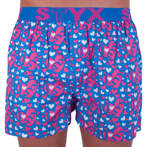 Boxer da uomo Styx arte sport gomma cuori blu (B652)