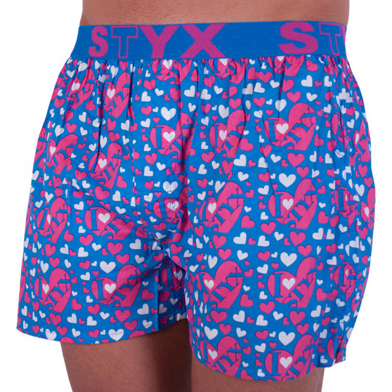 Boxer da uomo Styx arte sport gomma cuori blu (B652)