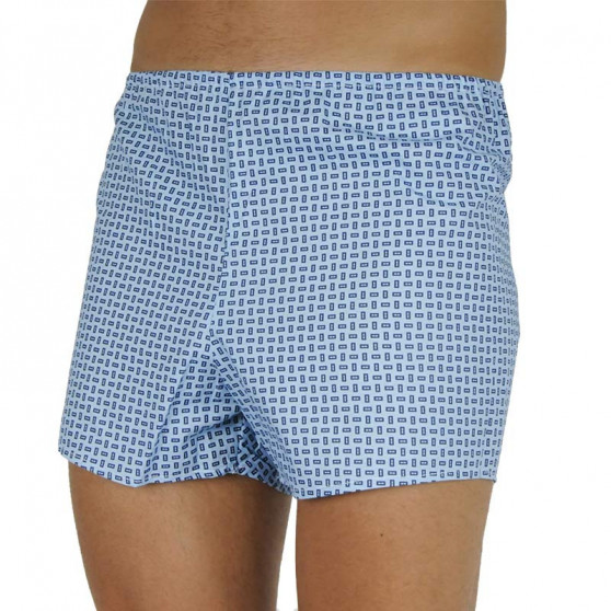 Boxer classici da uomo Foltýn blu con rettangoli oversize