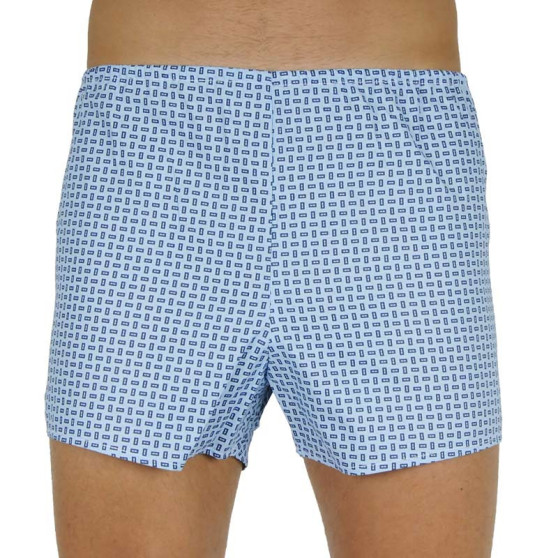 Boxer classici da uomo Foltýn blu con rettangoli oversize