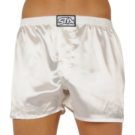 Boxer da uomo Styx classici elastici in raso bianco (C1061)