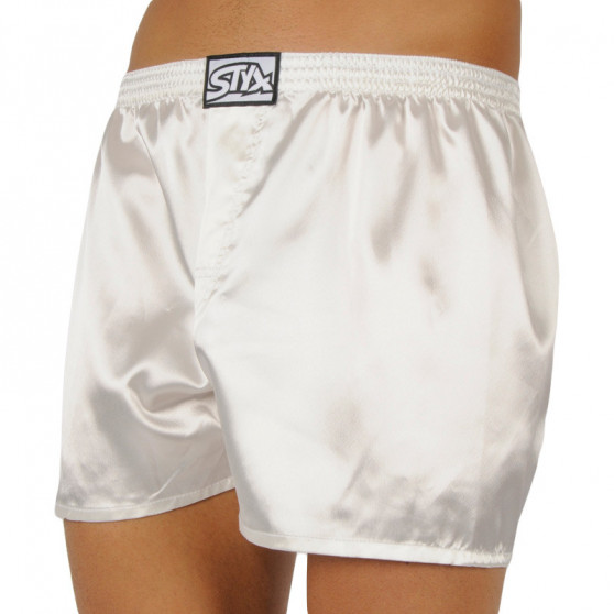 Boxer da uomo Styx classici elastici in raso bianco (C1061)