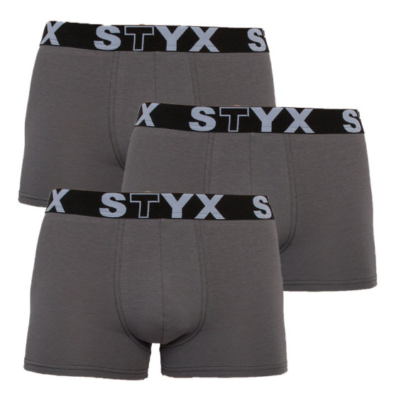 3PACK boxer uomo Styx sport elastico oversize grigio scuro (R10636363)