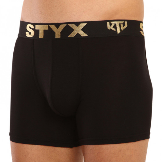 Boxer da uomo Styx / KTV lungo sport elastico nero - nero elastico (UTC960)