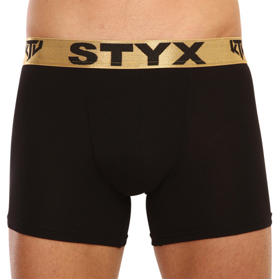 Boxer da uomo Styx / KTV lungo sport elastico nero - elastico oro (UTZ960)