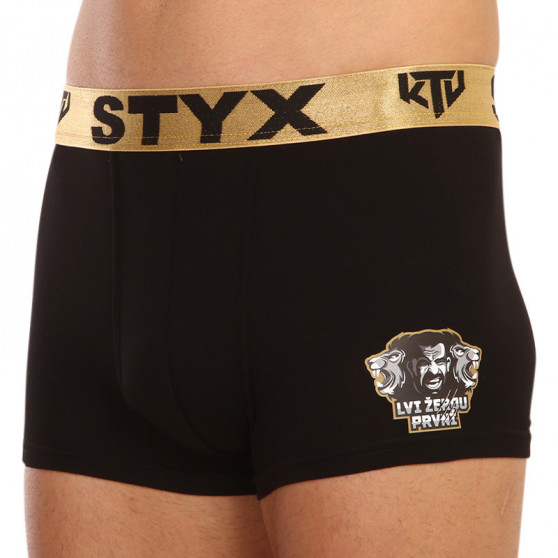 Boxer da uomo Styx / KTV sport elastico nero - elastico oro (GTZL960)