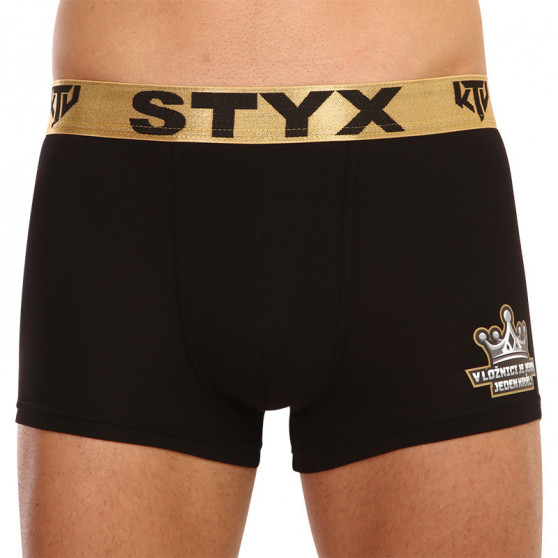 Boxer da uomo Styx / KTV sport elastico nero - elastico oro (GTZK960)