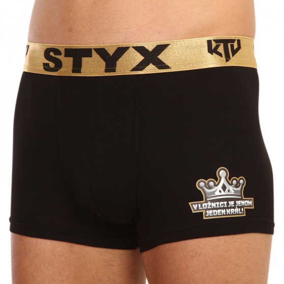 Boxer da uomo Styx / KTV sport elastico nero - elastico oro (GTZK960)