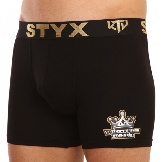 Boxer da uomo Styx / KTV lungo sport elastico nero - nero elastico (UTCK960)