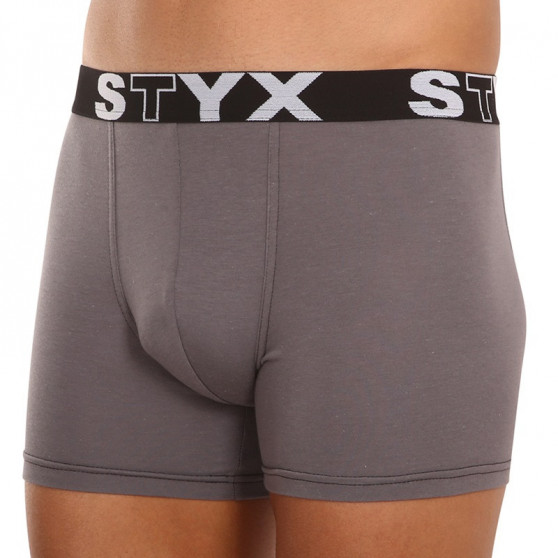 Boxer uomo Styx lungo sport elastico grigio scuro (U1063)