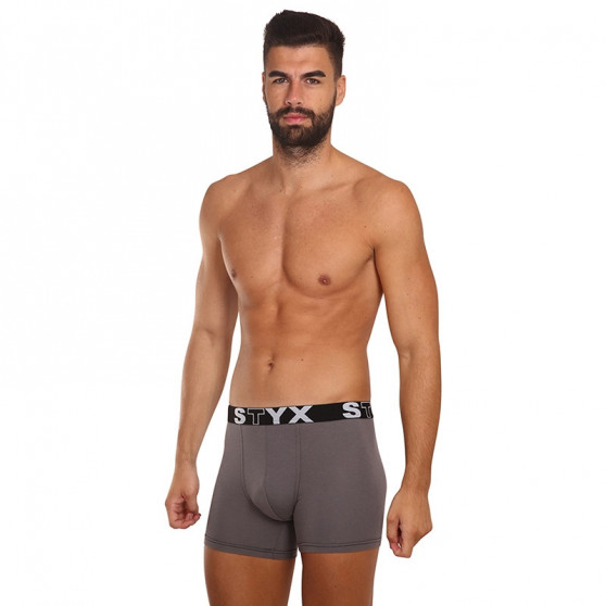 Boxer uomo Styx lungo sport elastico grigio scuro (U1063)