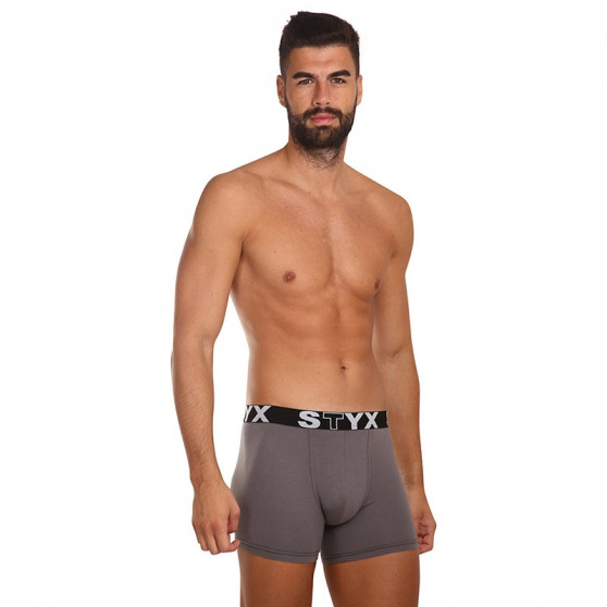 Boxer uomo Styx lungo sport elastico grigio scuro (U1063)