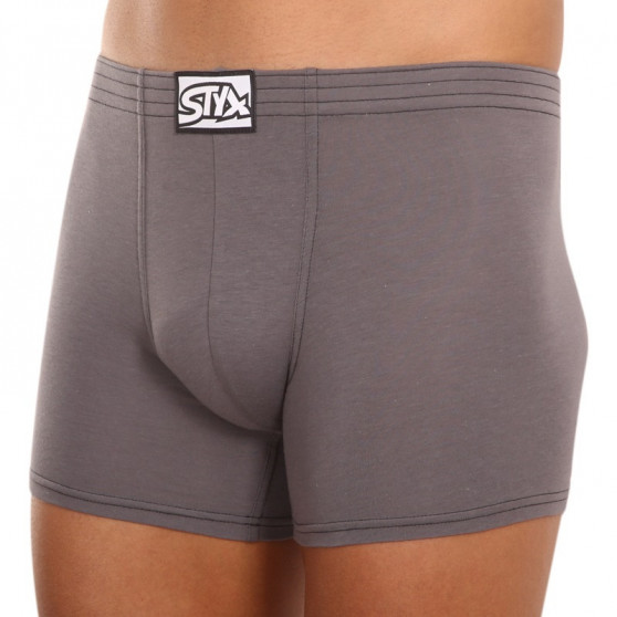 Boxer uomo Styx lungo classico elastico grigio scuro (F1063)