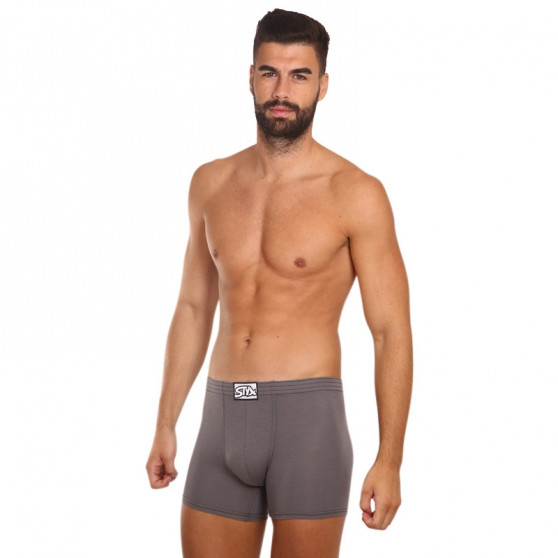 Boxer uomo Styx lungo classico elastico grigio scuro (F1063)