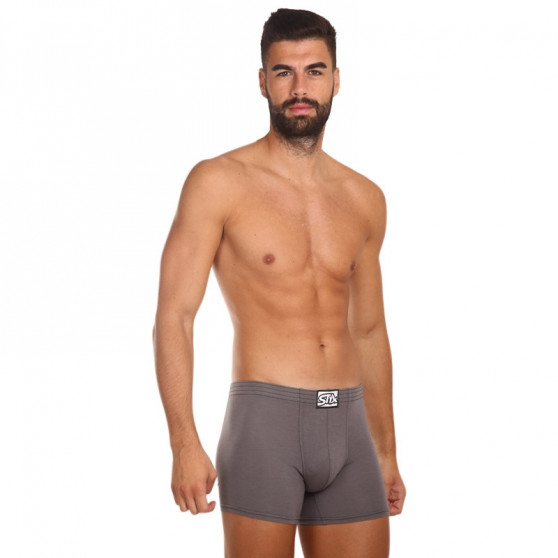 Boxer uomo Styx lungo classico elastico grigio scuro (F1063)