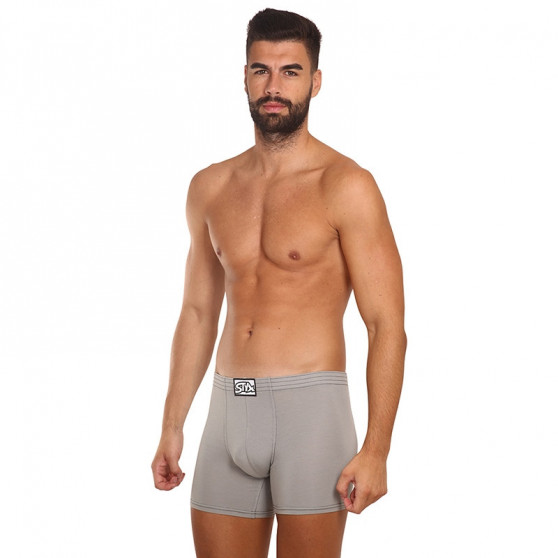 Boxer da uomo Styx lunghi classici in gomma grigio chiaro (F1062)