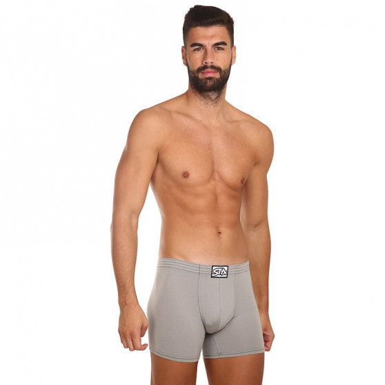 Boxer da uomo Styx lunghi classici in gomma grigio chiaro (F1062)