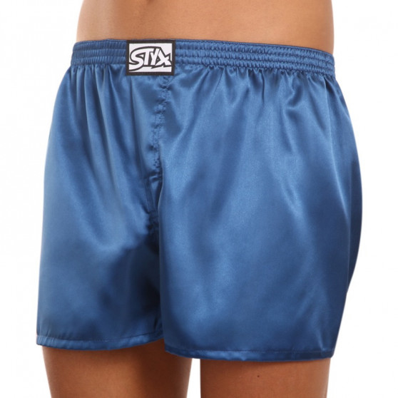 Boxer da uomo Styx classici elastici in raso blu scuro (C664)