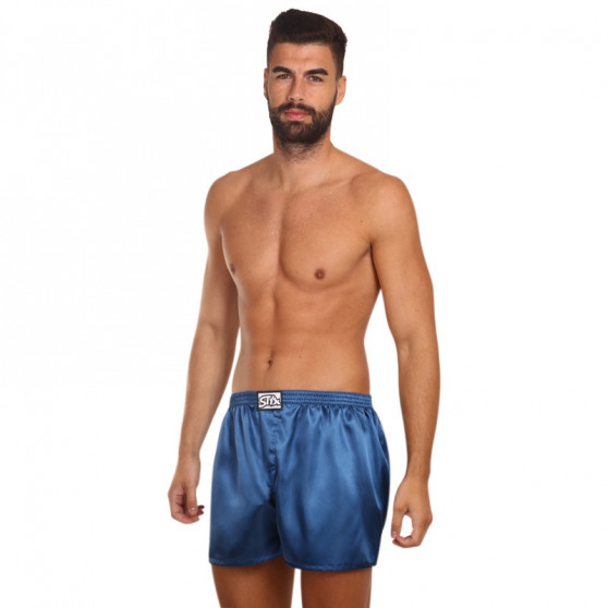 Boxer da uomo Styx classici elastici in raso blu scuro (C664)