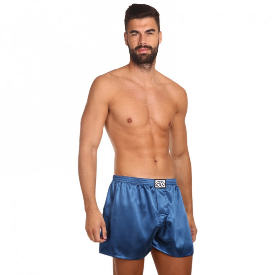 Boxer da uomo Styx classici elastici in raso blu scuro (C664)