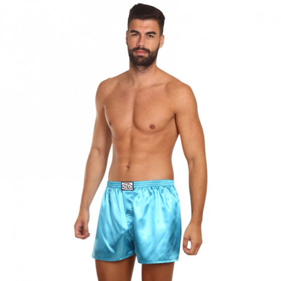 Boxer da uomo Styx classic rubber satin blue (C967)