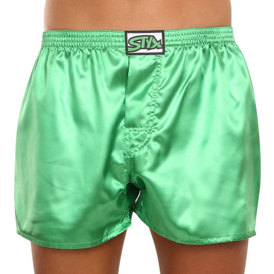 Boxer da uomo Styx classici elastici in raso verde scuro (C689)