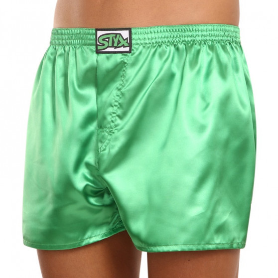 Boxer da uomo Styx classici elastici in raso verde scuro (C689)