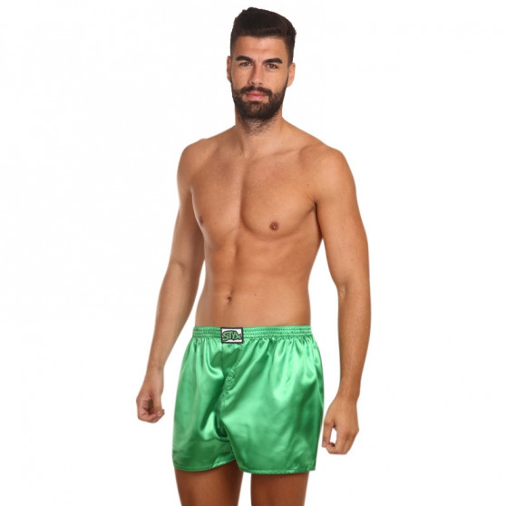 Boxer da uomo Styx classici elastici in raso verde scuro (C689)