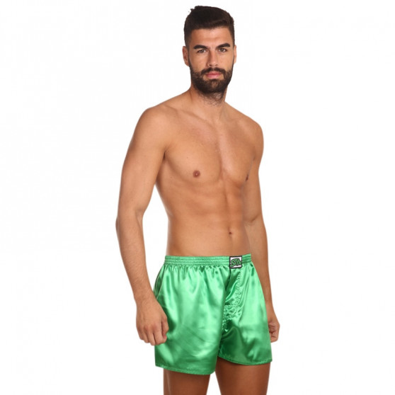 Boxer da uomo Styx classici elastici in raso verde scuro (C689)