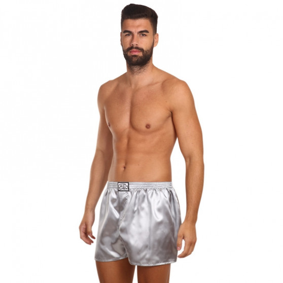 Boxer da uomo Styx classic elastic satin grigio scuro (C1063)