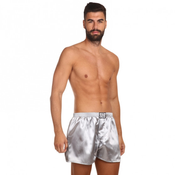 Boxer da uomo Styx classic elastic satin grigio scuro (C1063)