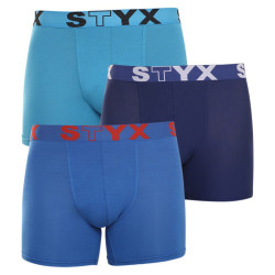 3PACK boxer uomo Styx lungo sport elastico blu (U9676869)