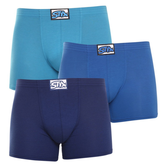 3PACK boxer uomo Styx lungo classico elastico blu (F9676869)