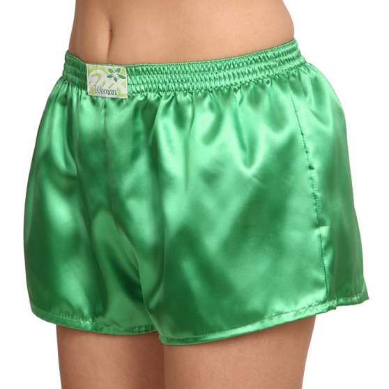 Boxer da donna Styx classici elastici in raso verde scuro (L689)