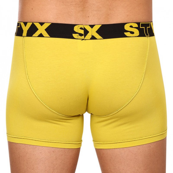 Boxer da uomo Styx lungo sportivo elastico verde e giallo (U1065)