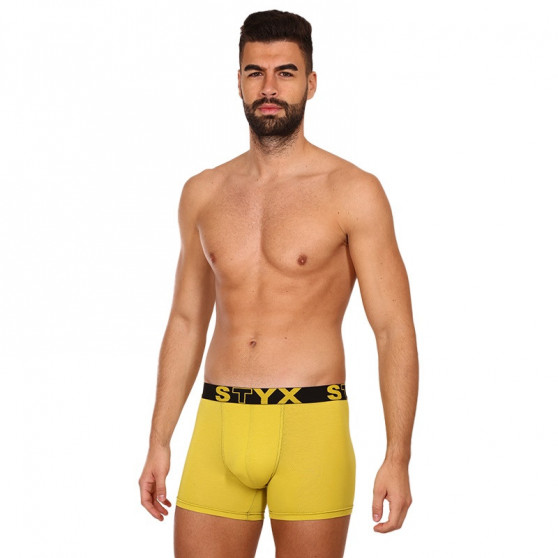 Boxer da uomo Styx lungo sportivo elastico verde e giallo (U1065)