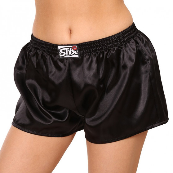 Boxer da donna Styx classici elasticizzati in raso nero (L960)