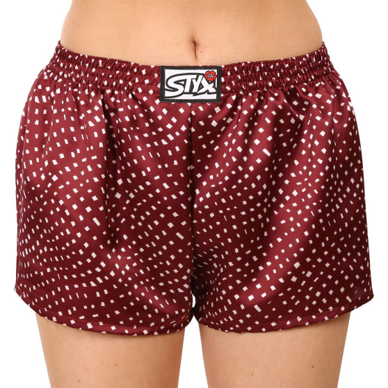 Boxer da donna Styx classici elastici in raso rosso (L681)