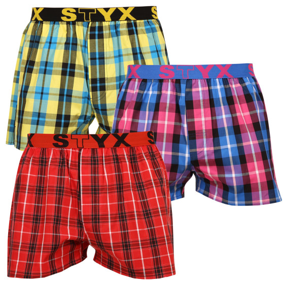 3PACK Boxer da uomo Styx sport elastico multicolore (B9313233)