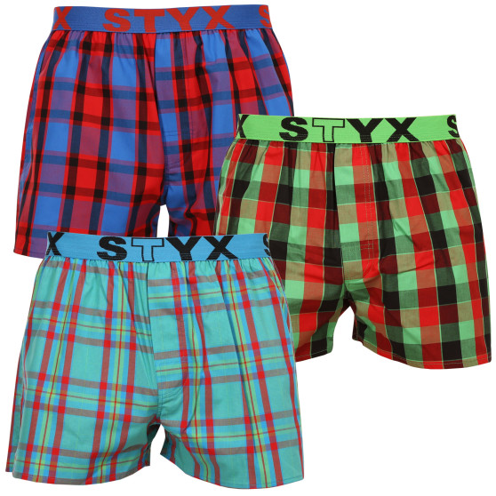 3PACK Boxer da uomo Styx sport elastico multicolore (B9373839)