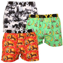 3PACK Boxer da uomo Styx art sport gomma multicolore (3B13497)