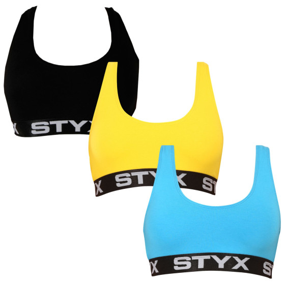 3PACK reggiseno donna Styx sport multicolore (3IP96089)